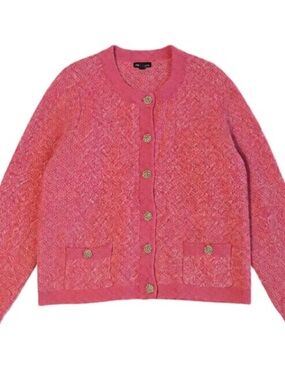 Pink Knit Button-Up Cardigan